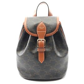 Céline Mochila Mini Folco de cuero PVC de Celine Negro