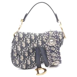 Dior-Dior Mini Saddle Bag Oblique Jacquard Canvas Leather-Black