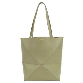 Bolso Tote Plegable Loewe Puzzle de Cuero de Ternera Verde