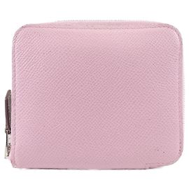 Carteira de seda compacta Epsom Hermès Roxo