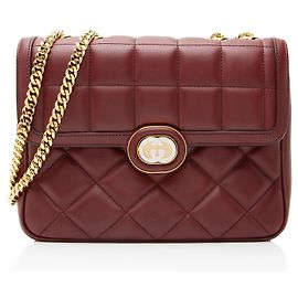 Borsa a spalla piccola in pelle di vitello Gucci Deco Rosso