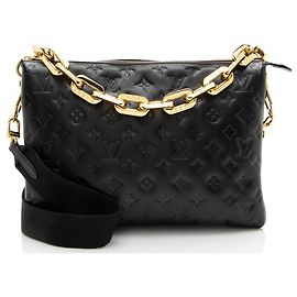 Louis Vuitton Monogram Embossed Lambskin Coussin MM Shoulder Bag Black