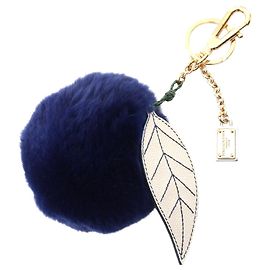 Chaveiro de couro e pelagem Dolce & Gabbana com pompom de fruta Azul