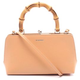 Bolsa de couro bambu Goji Mini da Jil Sander Marrom Bege