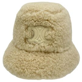 Céline Chapéu bucket de cashmere e algodão Celine Triomphe Marrom Bege
