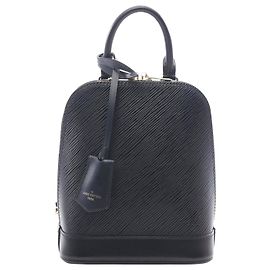 Louis Vuitton Alma Backpack Leather Black Black