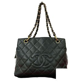 Chanel Matelassé Caviar Leder Tote Bag Schwarz