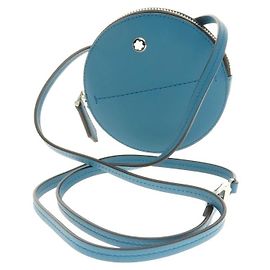 Montblanc Soft Round Case Leder Schultertasche Blau