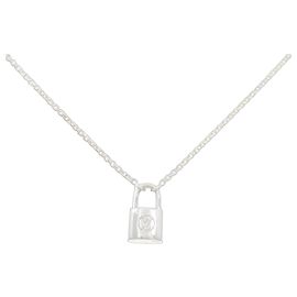 Louis Vuitton Lockit 925 Silver Necklace Silvery Metallic