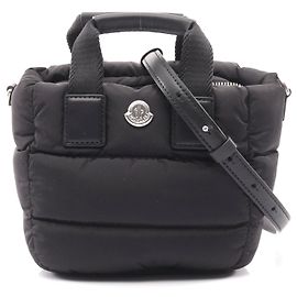 Moncler Micro Caradoc Nylon Leather Handbag Black