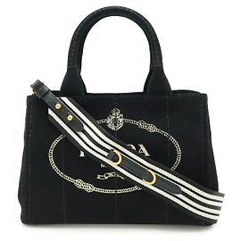 Prada CANAPA Canvas Tote Bag Black