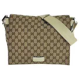 Bolsa de ombro Gucci GG em lona Marrom Bege