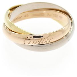 Cartier Trinity Au750 Ring Size 9 Golden Metallic