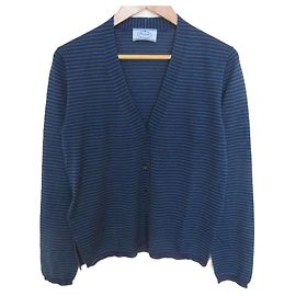 Cardigan in Lana e Seta Prada Blu Blu navy