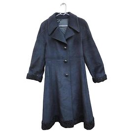 Autre Marque WeBe Model Black Wool and Angora Coat Black