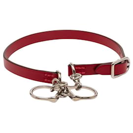 Collier Etrier Double Tour Hermès Argenté Rouge