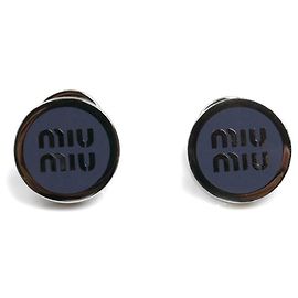 Miu Miu Metall Emaille Ohrringe Braun Silber Blau