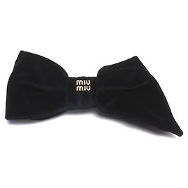 Clipe de cabelo de veludo de algodão Miu Miu Preto Dourado
