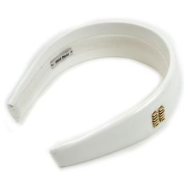 Serre-tête en cuir verni Miu Miu Blanc