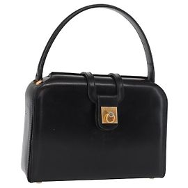 Céline Borsa a mano CELINE in pelle nera e oro Auth ki6217 Nero D'oro