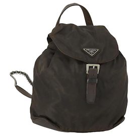 Sac à dos PRADA en nylon marron argent authentique 151544 Marron Argenté