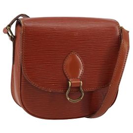 LOUIS VUITTON Bolsa de Ombro Epi Saint Cloud PM Marrom M52213 LV Auth BA8743 Marrom