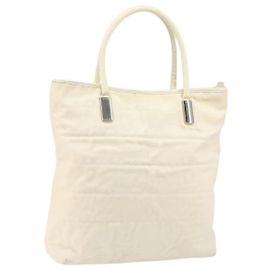 GUCCI Tote Bag Canvas White Gold Auth 151588 White Golden