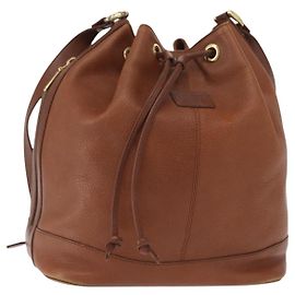 Autre Marque Bolsa de Ombro Burberrys em Couro Marrom Dourado Auth 151776 Marrom Dourado