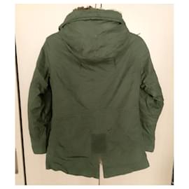 Autre Marque-German Fitted Army Jacket, Military Green Winter Parka by Miss & Furs, size M-Green