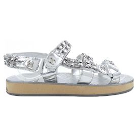 Sandali in metallo e pelle di agnello Chanel G33800X52211 Argento