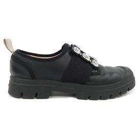 Roger Vivier Walky Viv' Strass Buckle Leather Sneakers Black
