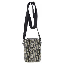 Sac à main Dior Oblique en jacquard Christian Dior Beige Bleu Marine