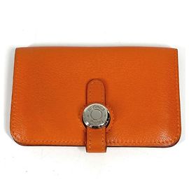 Estuche para tarjetas de visita de cuero naranja Hermès Naranja