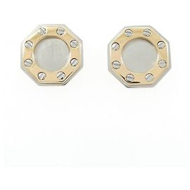 Brincos Cartier 750YG ST Prata Dourado