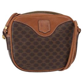 Céline Borsa a Spalla Macadam Vintage Celine in Tela e Pelle Marrone