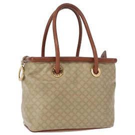 Céline Bolsa de mão vintage Macadam em lona e couro Celine Bege