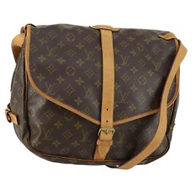 Louis Vuitton Saumur Handbag Monogram Canvas 35 Brown