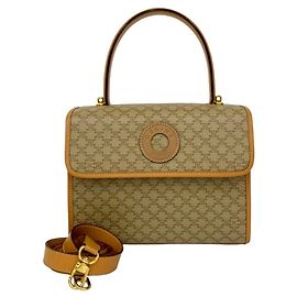 Céline Bolsa de couro com logo circular Macadam da Celine Bege