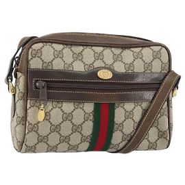 Gucci Borsa GG Supreme Web Sherry Line in PVC beige e oro 010 378 Auth ep12276 Beige D'oro