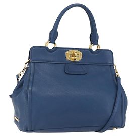 Bolsa Miu Miu de couro 2 em 1 azul ouro Auth 156133 Azul Dourado