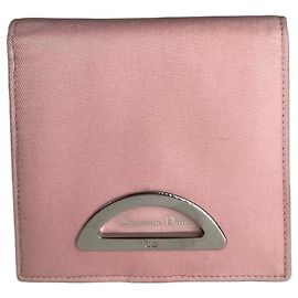 Portefeuille en cuir polyester vintage Dior violet rose Rose