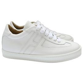 Baskets Boomerang Hermès en cuir Epsom blanc Blanc