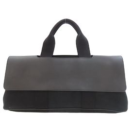 Hermès Valparaiso Long MM Canvas Handtasche Schwarz