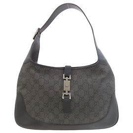 Gucci 963 Jackie GG Canvas Handbag Black