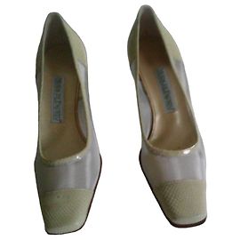 Autre Marque Moda Di Fausto Heels Light Green Leather 36 Light green