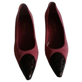 Sergio Rossi Heels Pink Deerskin Brown Crocodile Effect Pink