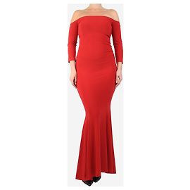 Norma Kamali Robe maxi rouge à épaules dénudées - taille S Rouge