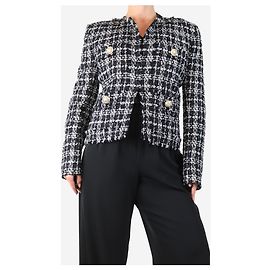 Balmain Giacca bouclé bianca e nera - taglia UK 12 Nero