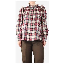 Isabel Marant Etoile Camicia a quadri rossa con volant - taglia UK 12 Rosso