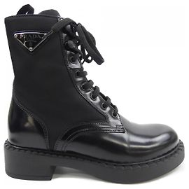 Prada 3LF7 Brushed Leather Boots Black
